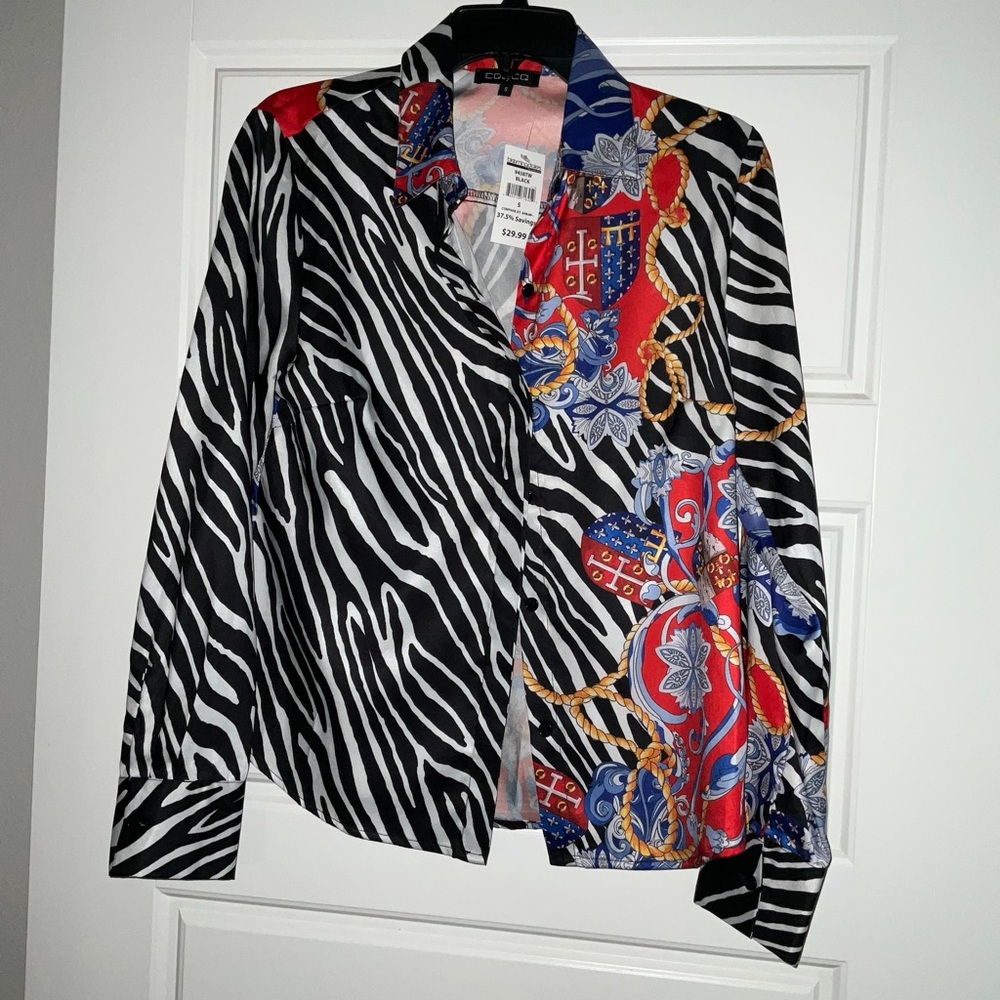 Zebra and Chain Print Blouse